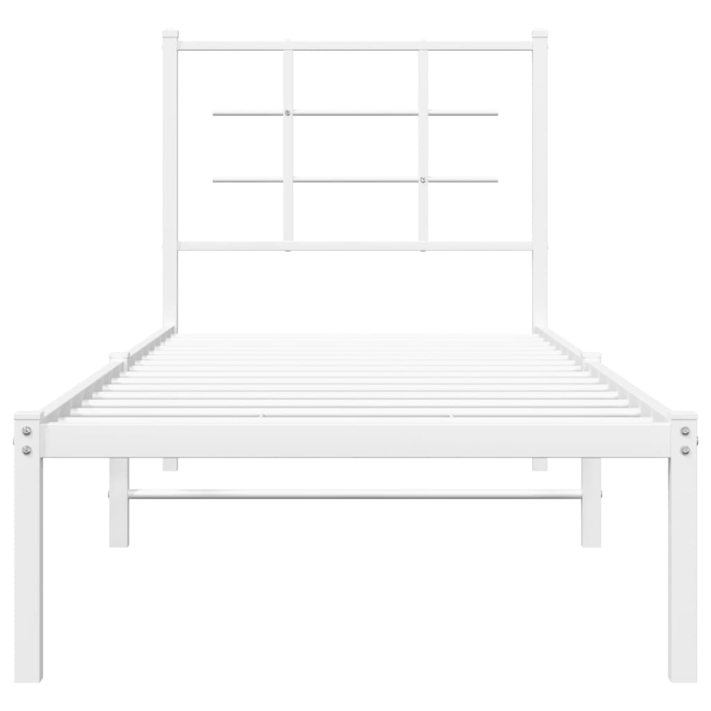 vidaXL Bedframe met hoofdbord zonder matras metaal wit 75x190 cm