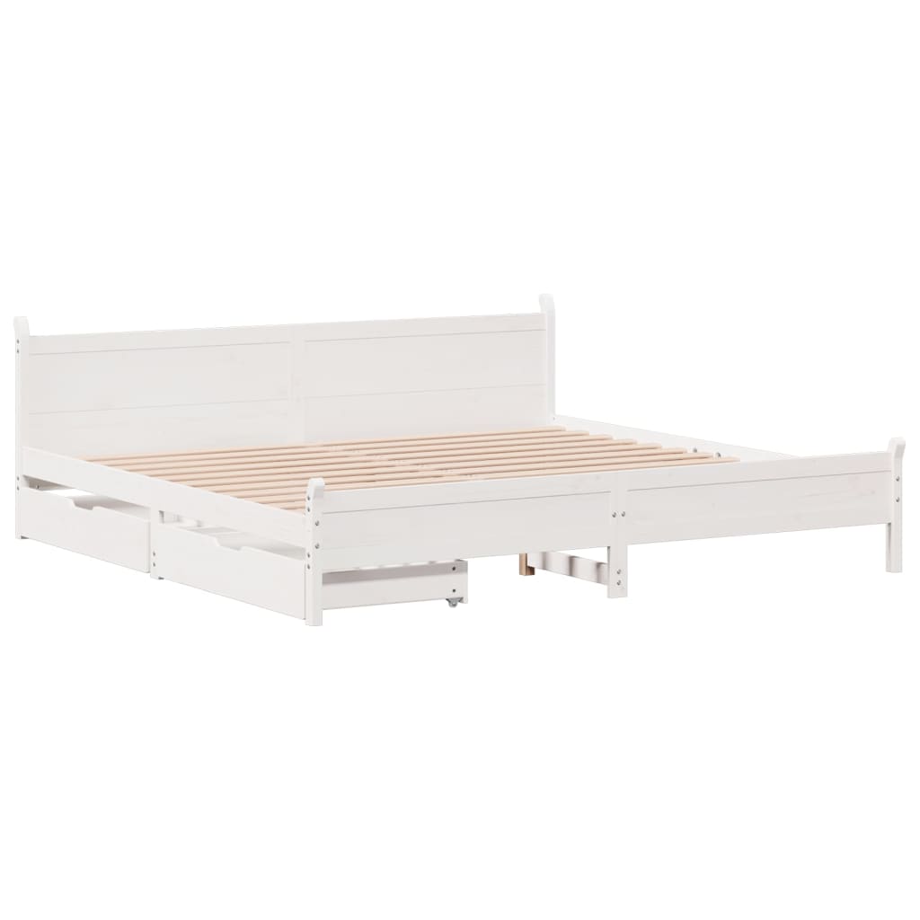 vidaXL Bedframe zonder matras massief grenenhout wit 180x200 cm