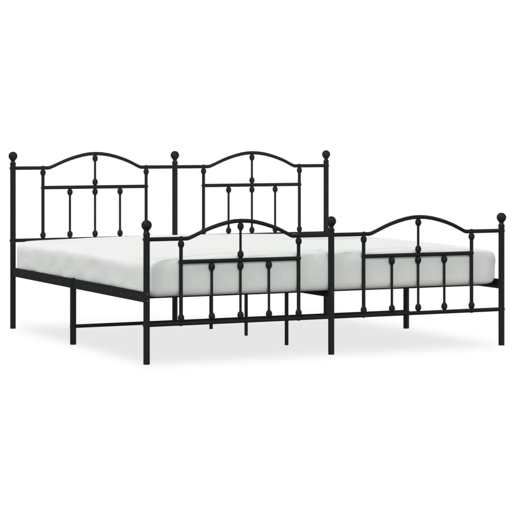 vidaXL Bedframe met hoofd- en voeteneinde metaal zwart 200x200 cm