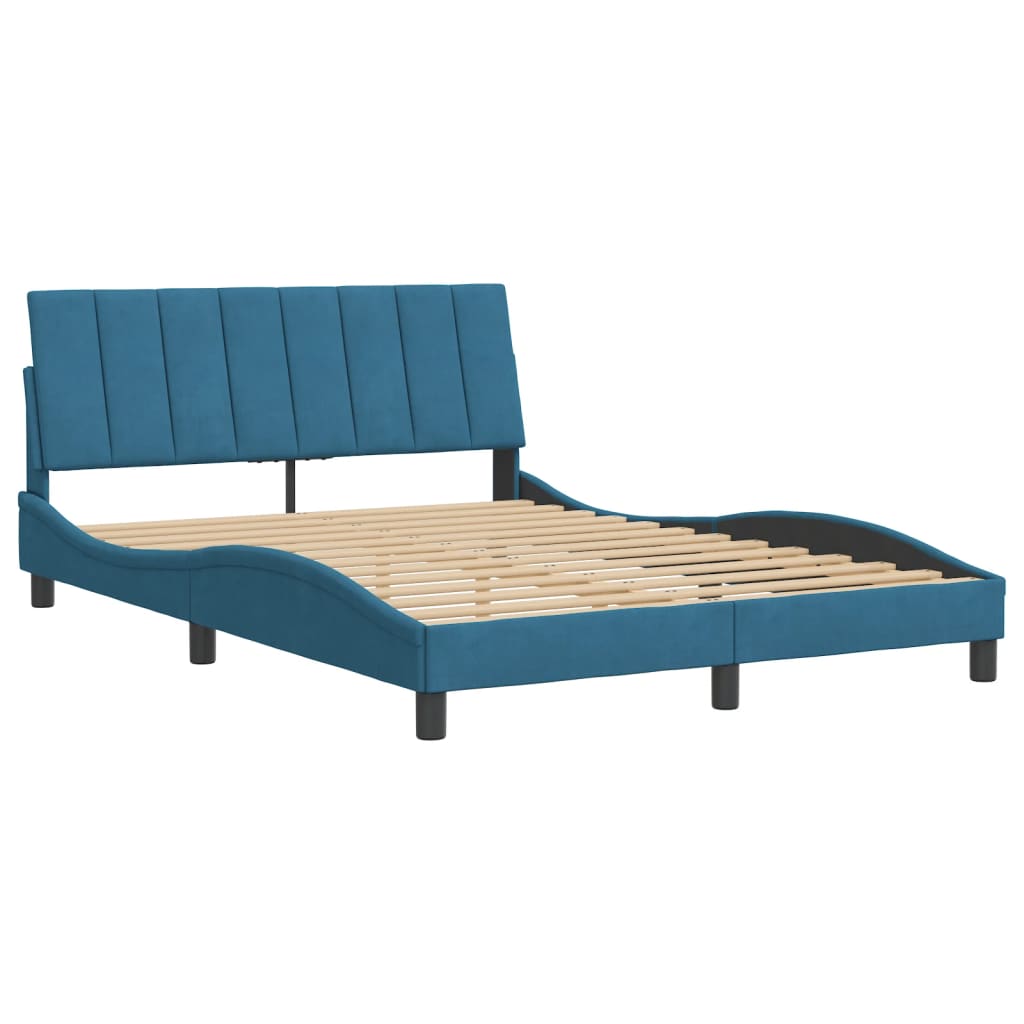 vidaXL Bedframe met hoofdeinde fluweel blauw 140x200 cm