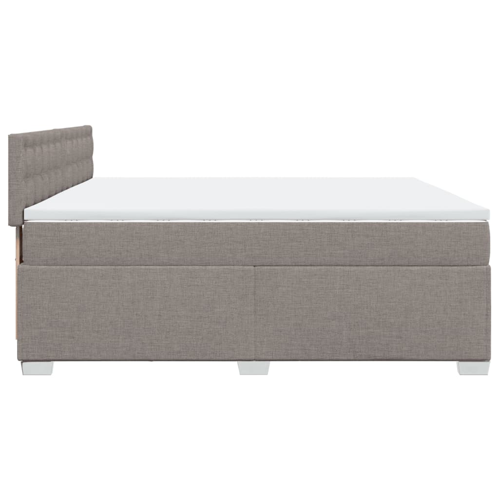 vidaXL Boxspring met matras stof taupe 200x200 cm