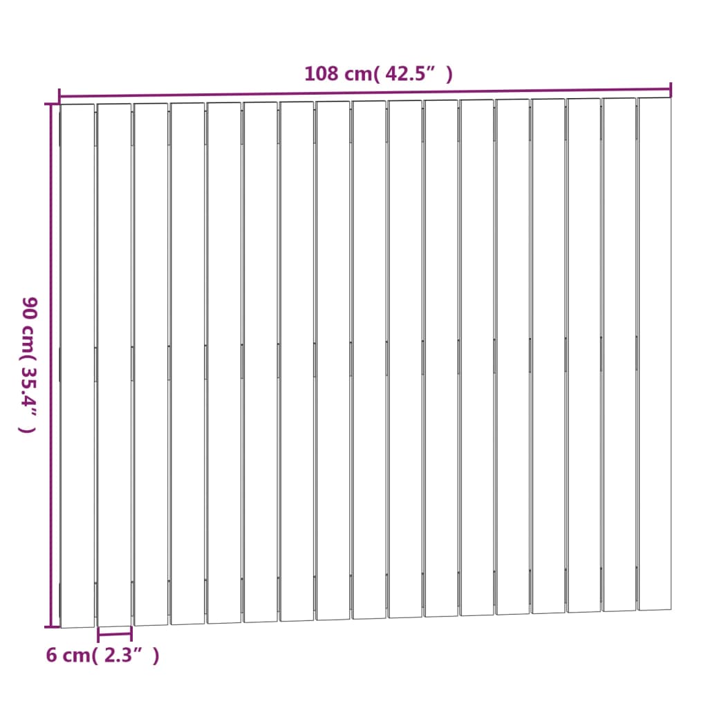 vidaXL Wandhoofdbord 108x3x90 cm massief grenenhout