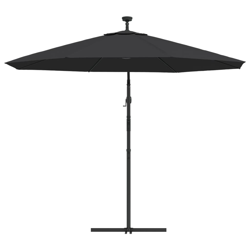 vidaXL Zweefparasol met LED en stalen paal 300 cm zwart