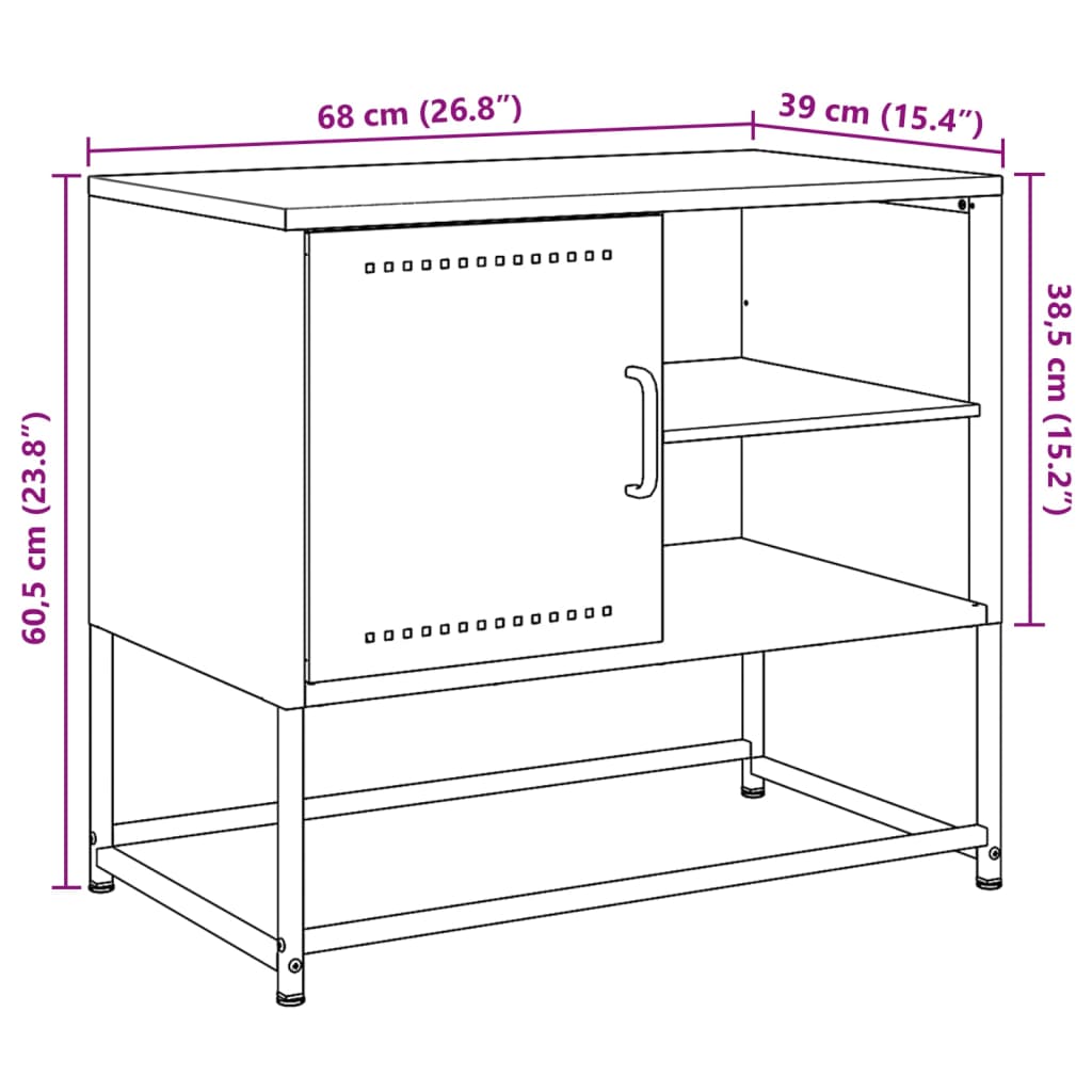 vidaXL Tv-meubel 68x39x60,5 cm staal mosterdgeel