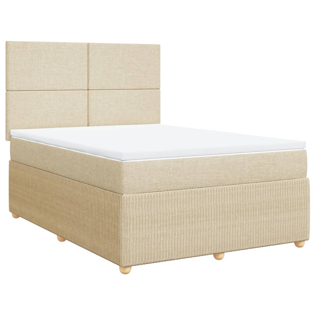 vidaXL Boxspring met matras stof crèmekleurig 140x190 cm