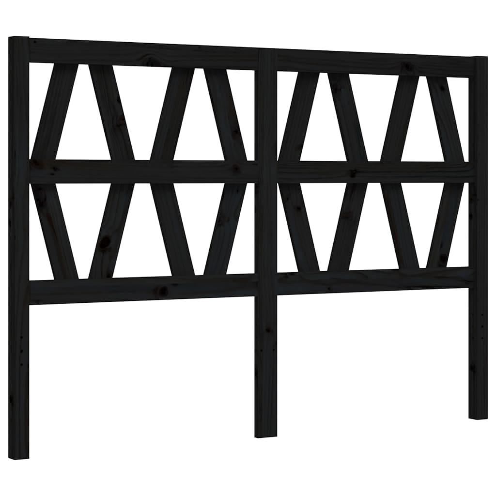 vidaXL Bedframe met hoofdbord massief hout zwart 140x190 cm