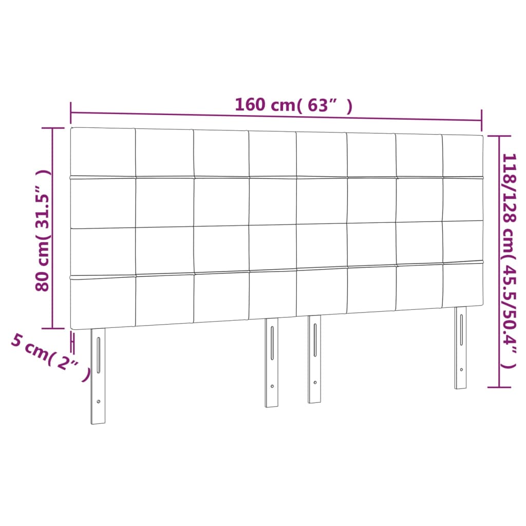 vidaXL Hoofdbord LED 160x5x118/128 cm stof taupe