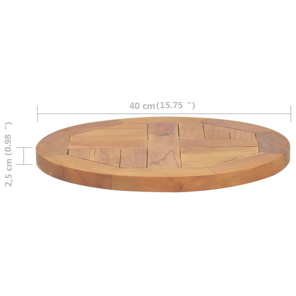 vidaXL Tafelblad rond 2,5 cm 40 cm massief teakhout