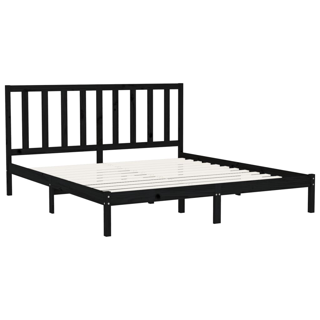 vidaXL Bedframe massief hout zwart 180x200 cm