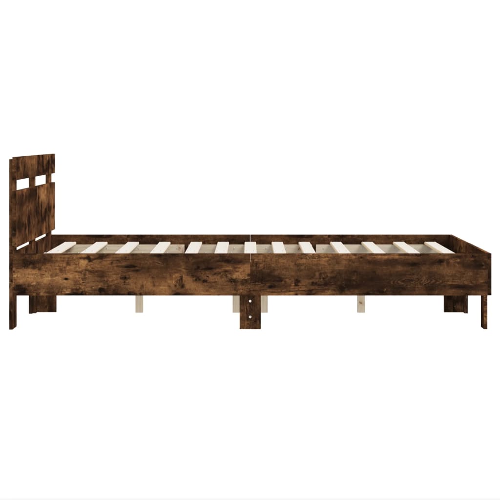 vidaXL Bedframe met hoofdeinde bewerkt hout gerookt eiken 120x200 cm