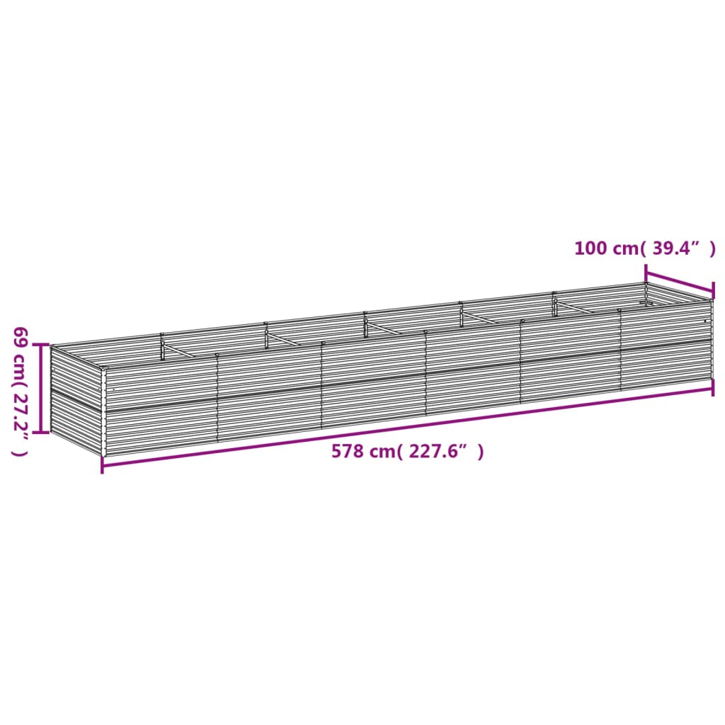 vidaXL Plantenbak verhoogd 578x100x69 cm cortenstaal