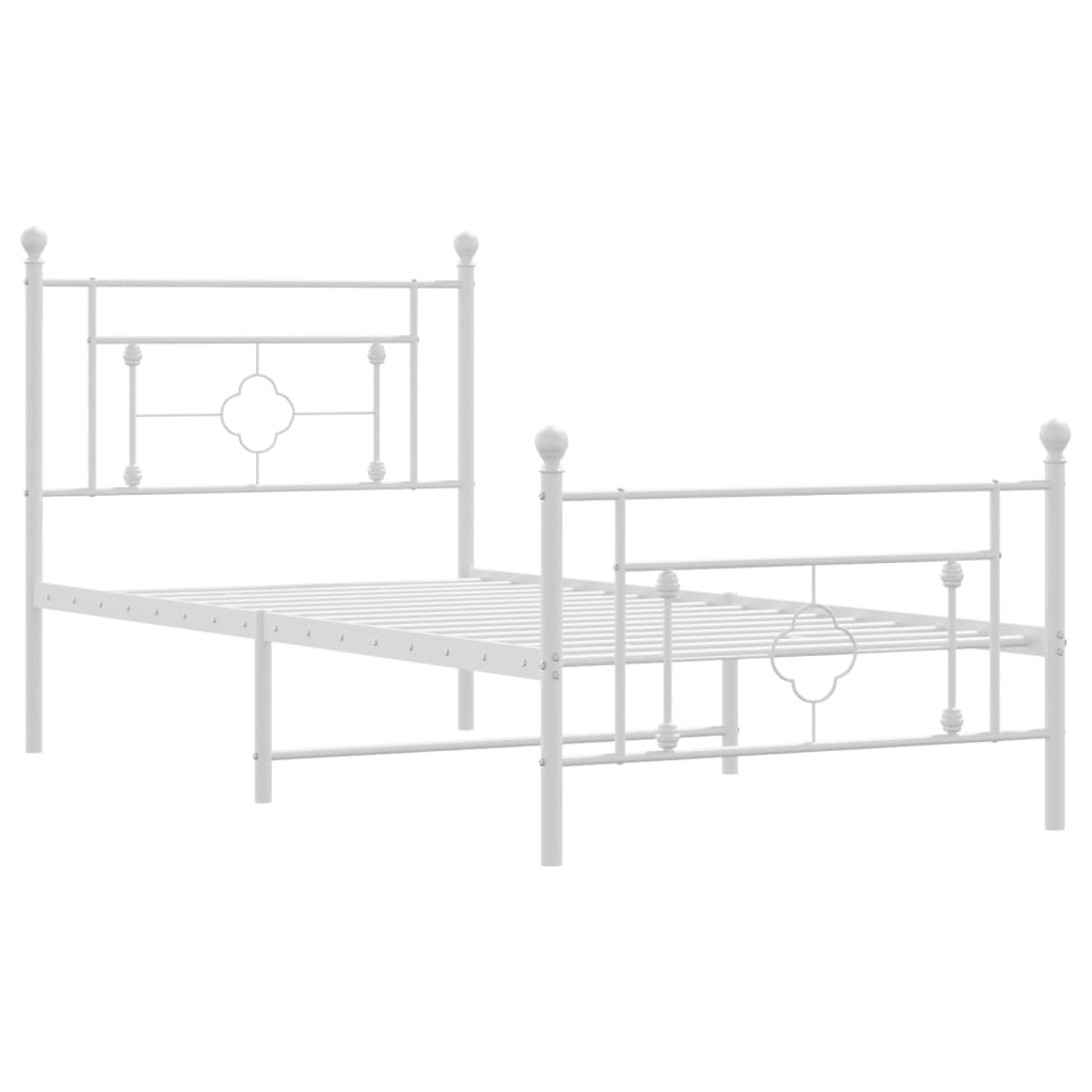 vidaXL Bedframe met hoofd- en voeteneinde metaal wit 100x200 cm