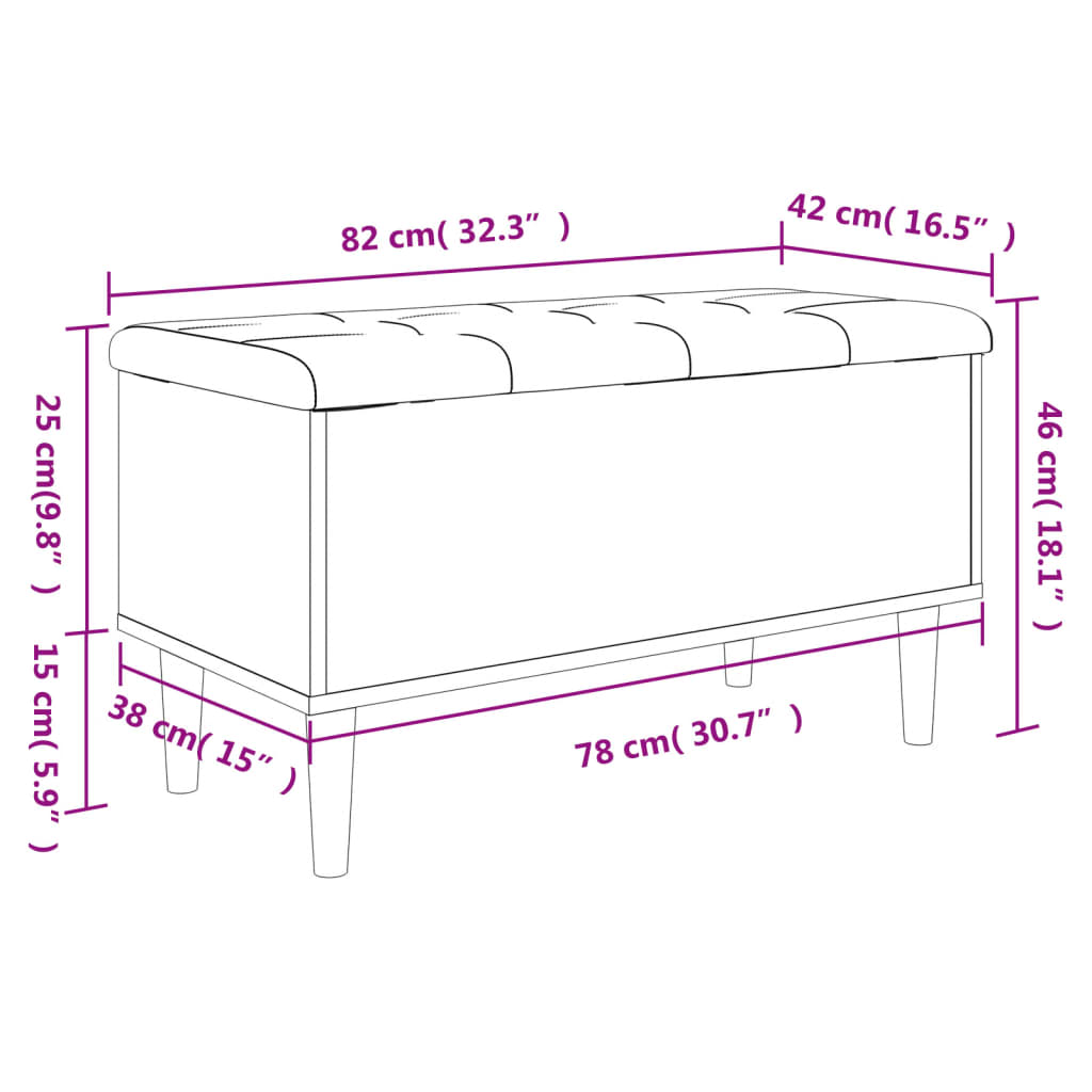 vidaXL Opbergbankje 82x42x46 cm bewerkt hout grijs sonoma eikenkleurig