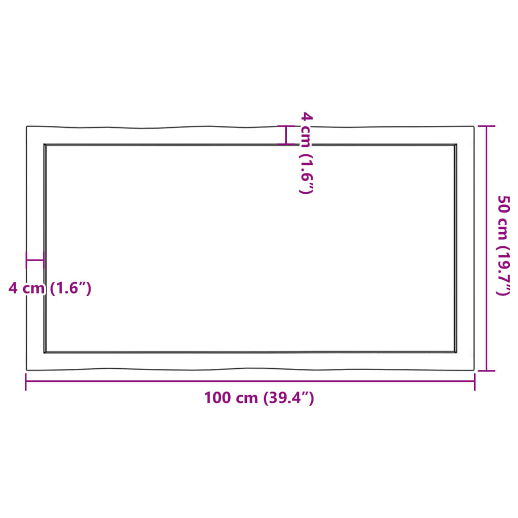 vidaXL Tafelblad natuurlijke rand 100x50x(2-4) cm eikenhout lichtbruin