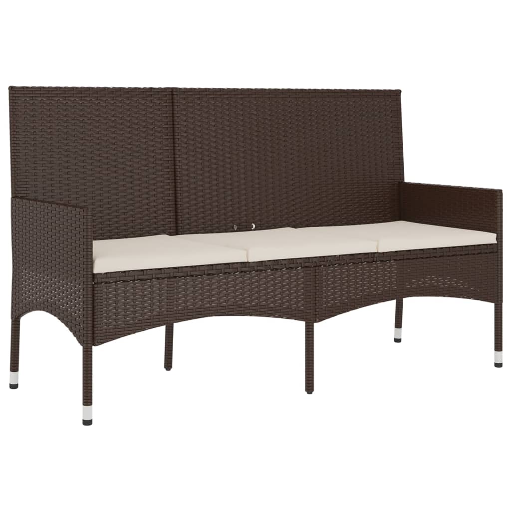 vidaXL 4-delige Loungeset met kussens poly rattan bruin