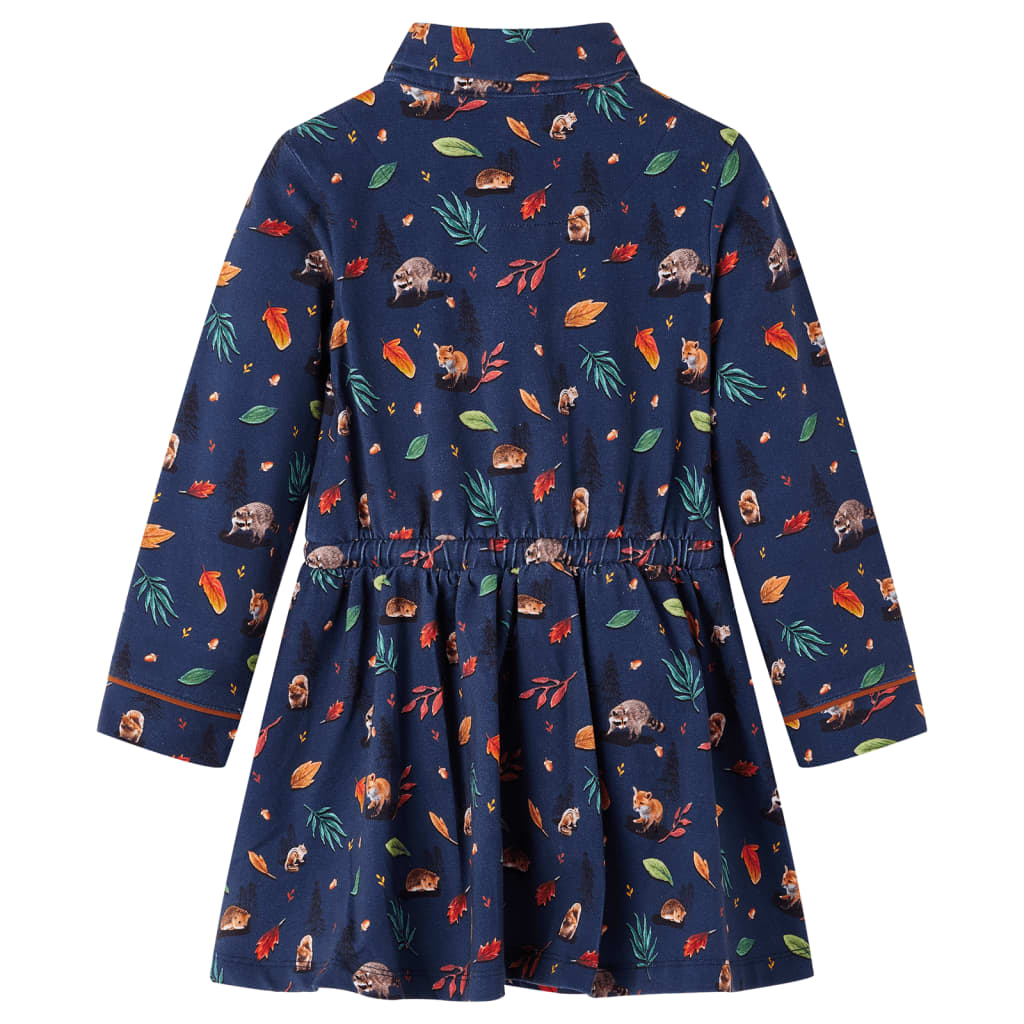 Kinderjurk met lange mouwen 104 marineblauw