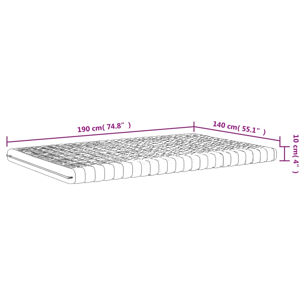 vidaXL Schuimmatras 7 zones hardheid 20 ILD 140x190 cm wit