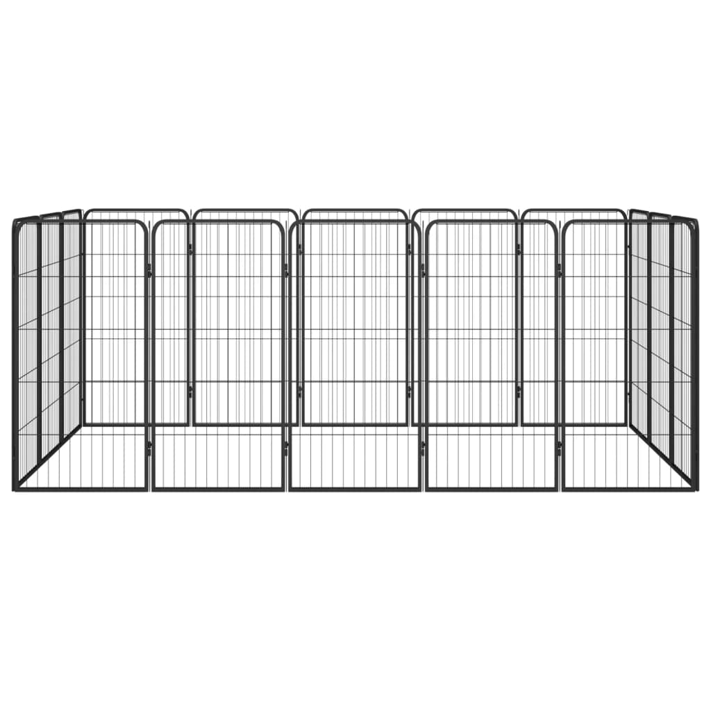 vidaXL Hondenkennel 16 panelen 50 x 100 cm gepoedercoat staal zwart