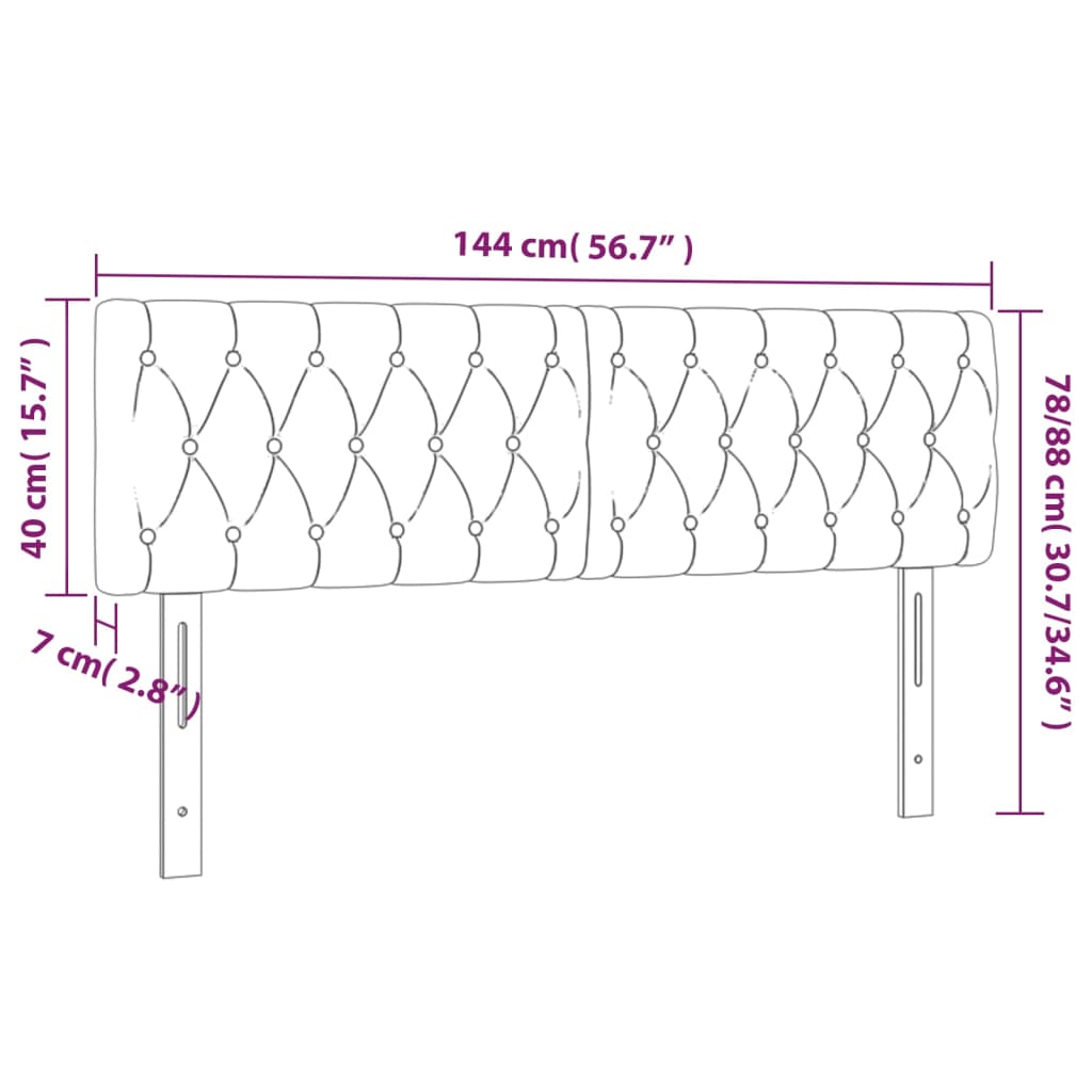 vidaXL Hoofdbord LED 144x7x78/88 cm stof donkergrijs