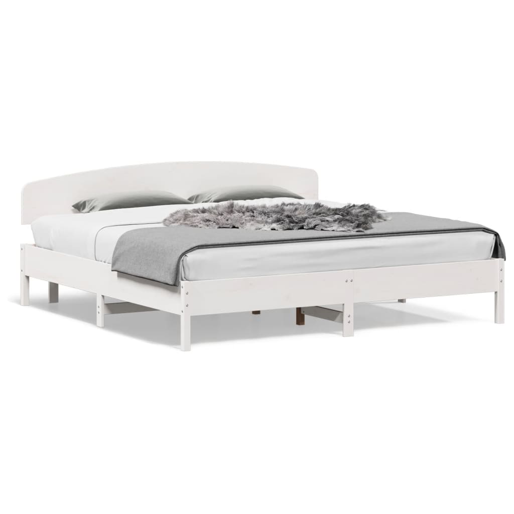 vidaXL Bedframe zonder matras massief grenenhout wit 180x200 cm