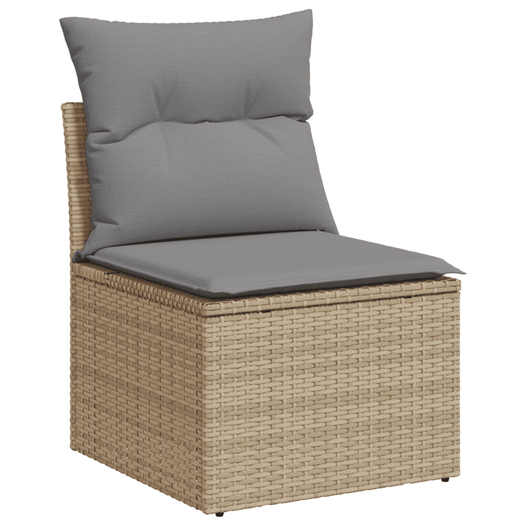 vidaXL 11-delige Tuinset met kussens poly rattan beige