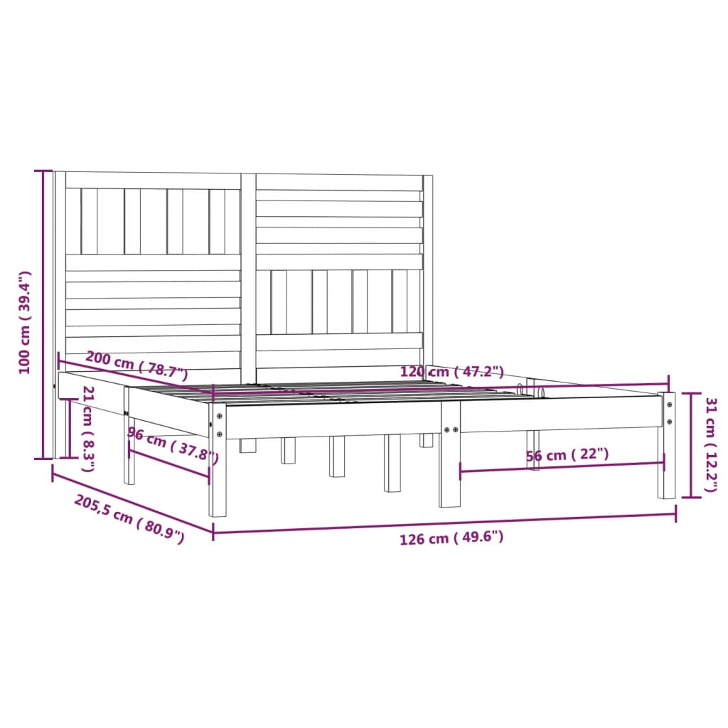 vidaXL Bedframe massief grenenhout 120x200 cm