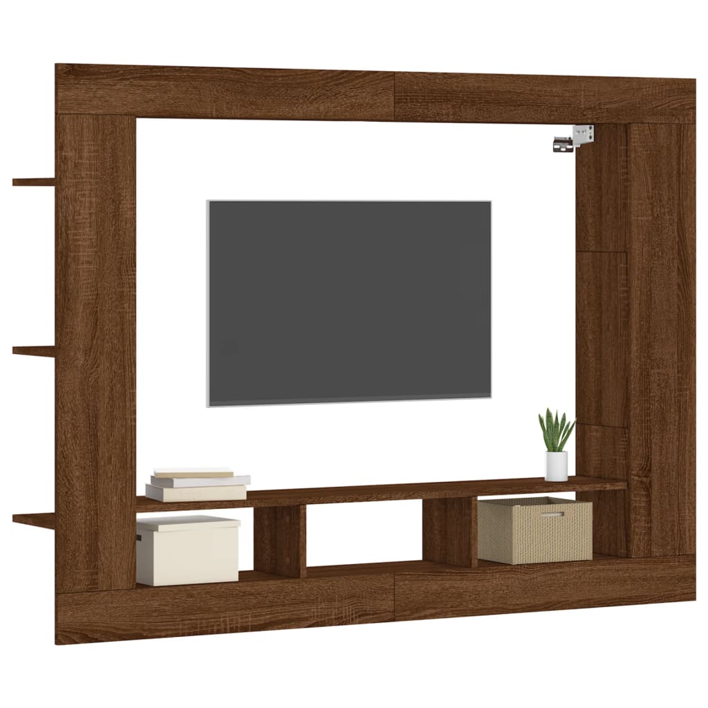 vidaXL Tv-meubel 152x22x113 cm bewerkt hout bruin eikenkleur