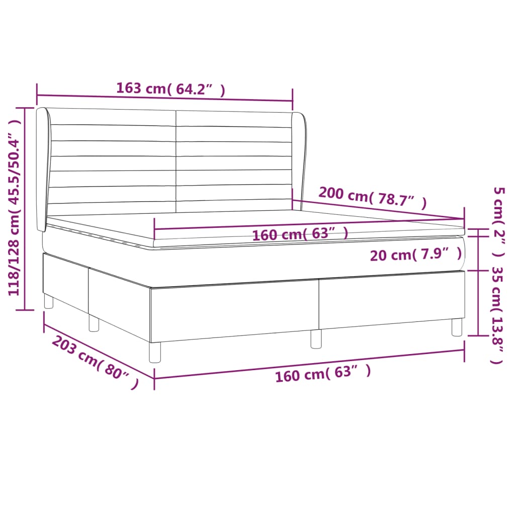 vidaXL Boxspring met matras stof crèmekleurig 160x200 cm