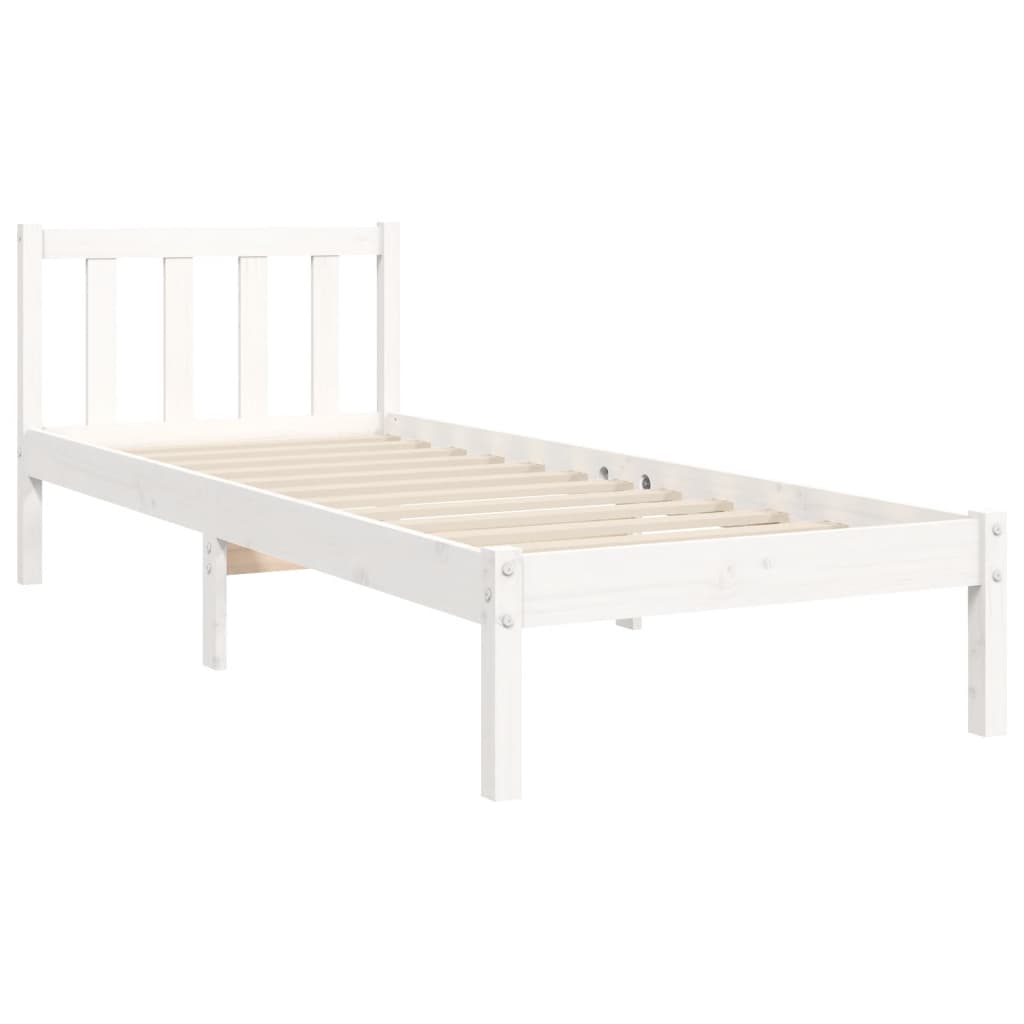 vidaXL Bedframe met hoofdbord massief hout wit