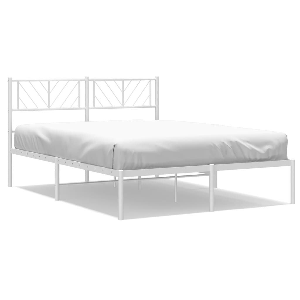 vidaXL Bedframe met hoofdbord metaal wit 140x200 cm