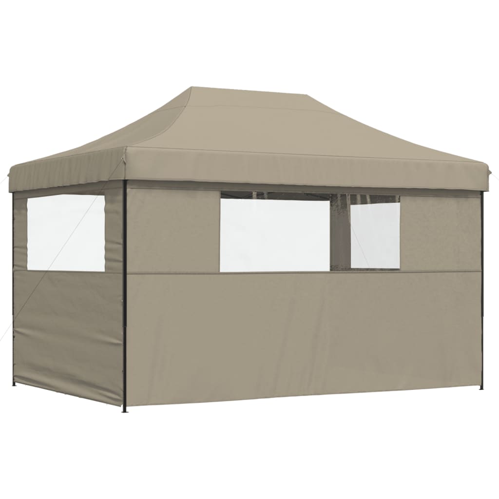 vidaXL Partytent inklapbaar pop-up met 3 zijwanden taupe