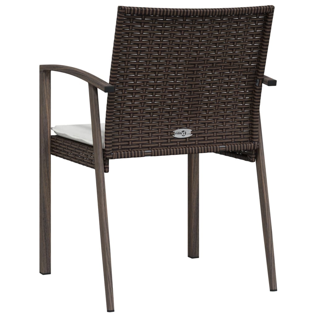 vidaXL Tuinstoelen 2 st met kussens 56,5x57x83 cm poly rattan bruin