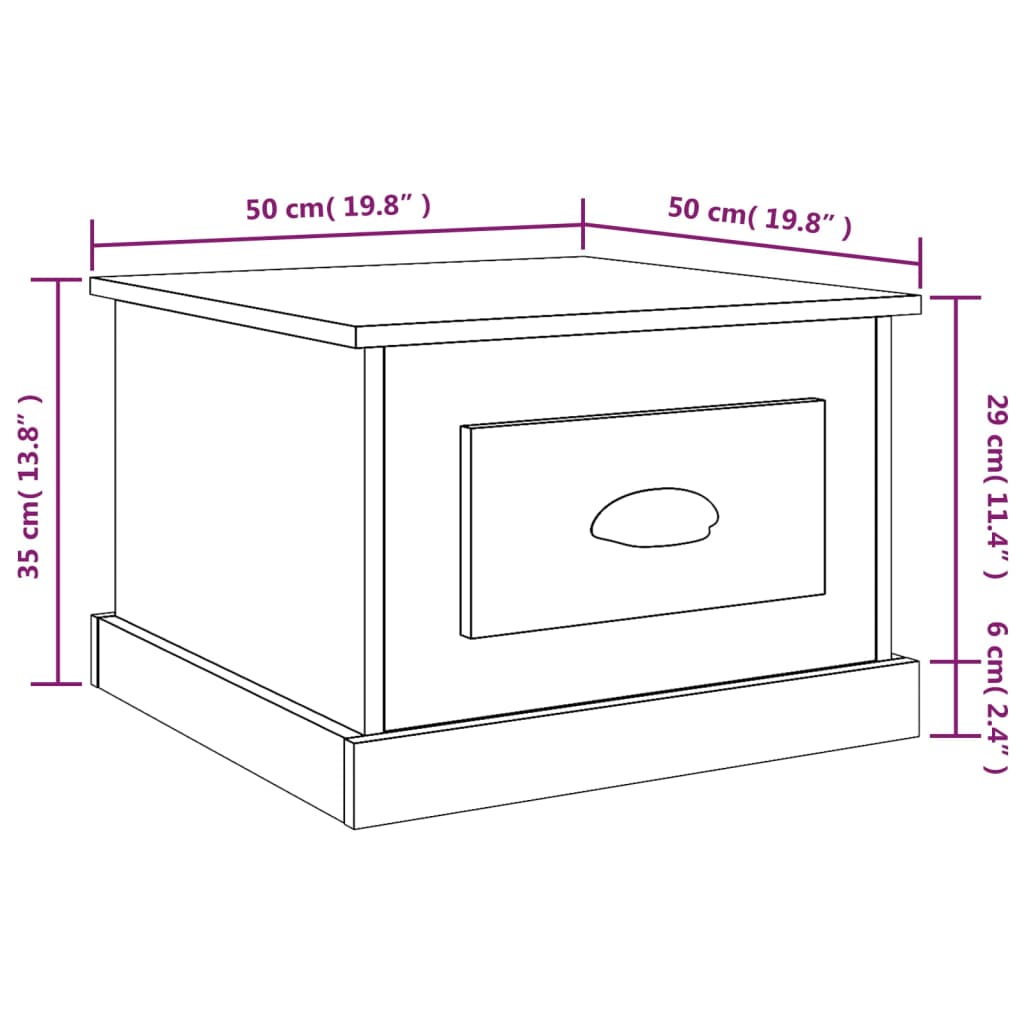 vidaXL Salontafel 50x50x35 cm bewerkt hout bruin eikenkleur