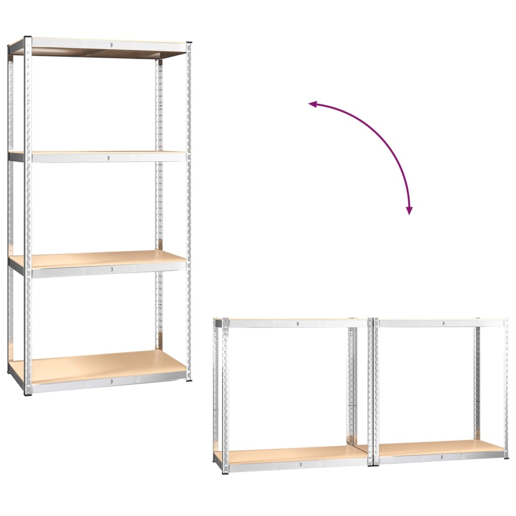 vidaXL Opbergrek 4 Laags 4 st staal & bewerkt hout zilverkleurig