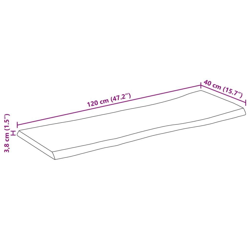 vidaXL Tafelblad met natuurlijke rand 120x40x3,8 cm massief mangohout