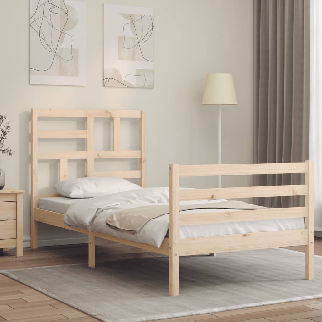 vidaXL Bedframe met hoofdbord massief hout 90x200 cm