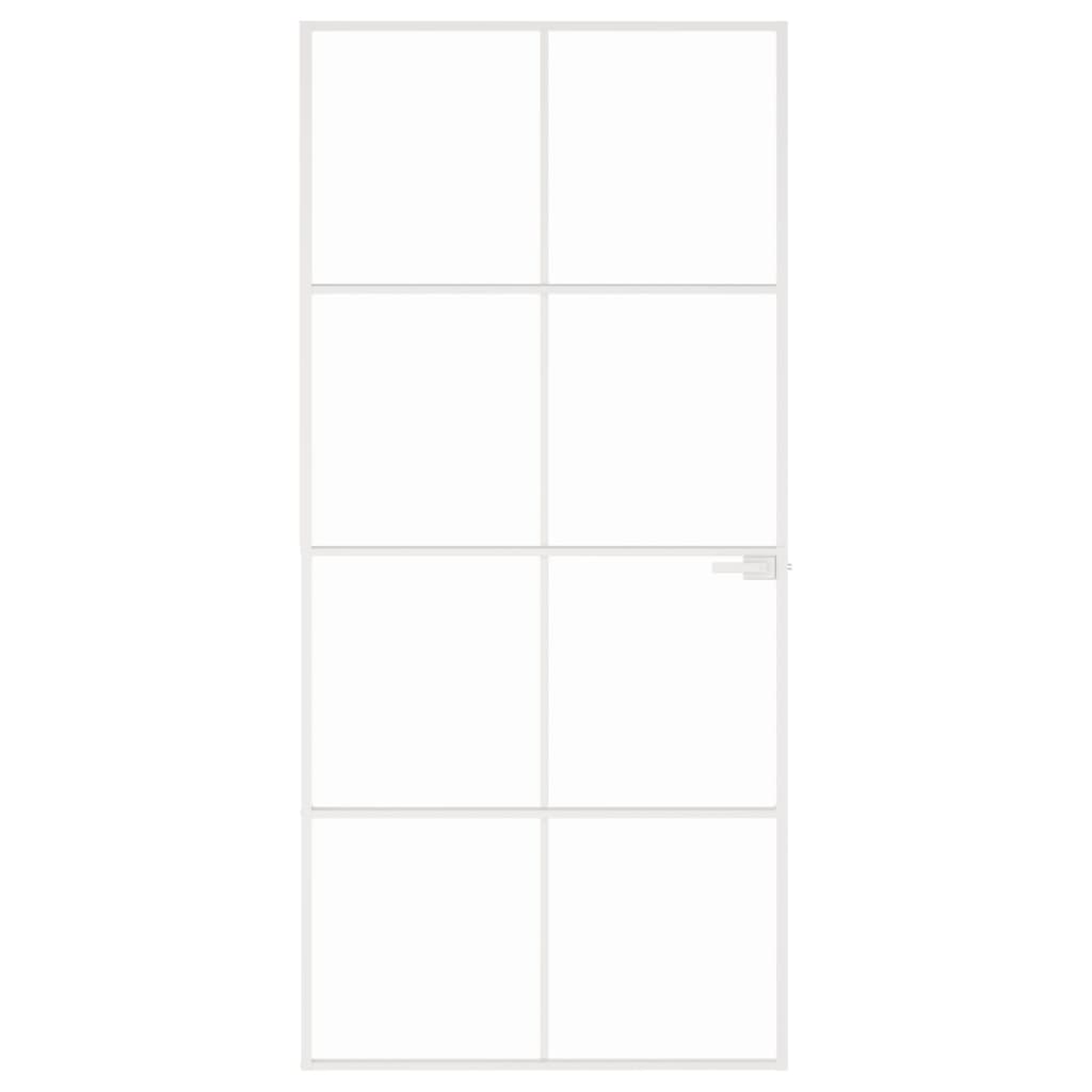 vidaXL Binnendeur 93x201,5 cm gehard glas en aluminium smal wit