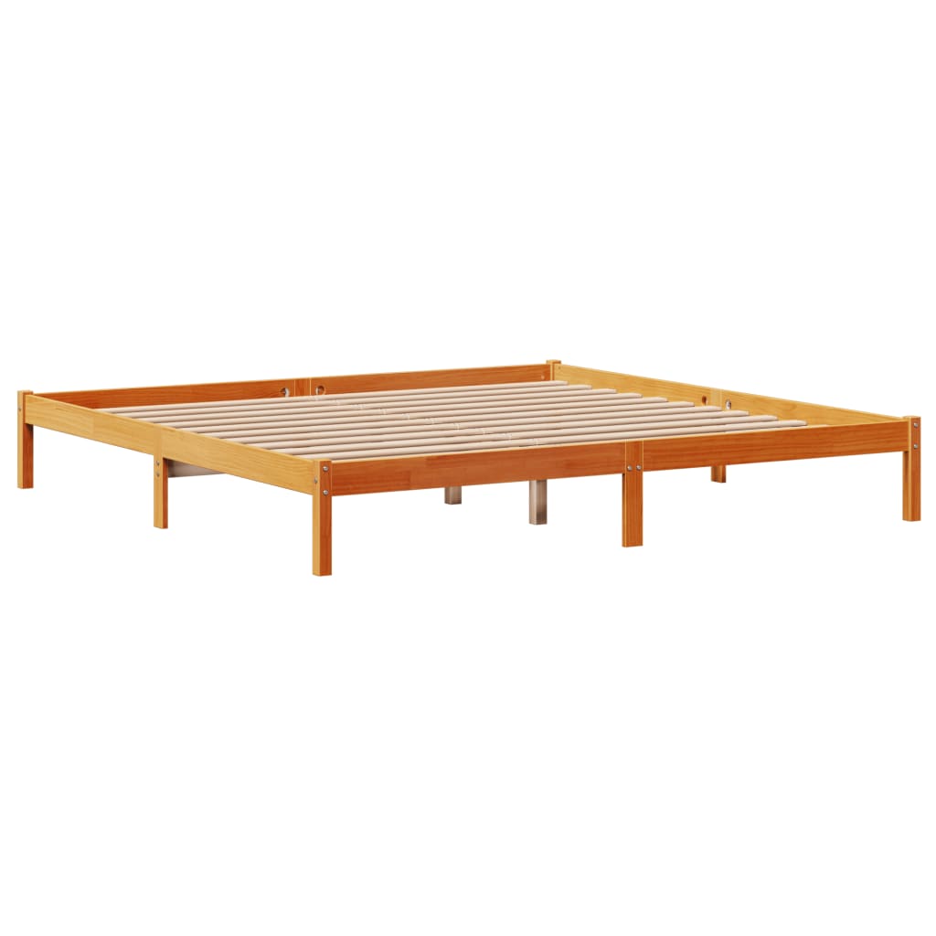 vidaXL Bedframe met hoofdbord massief grenenhout wasbruin 200x200 cm