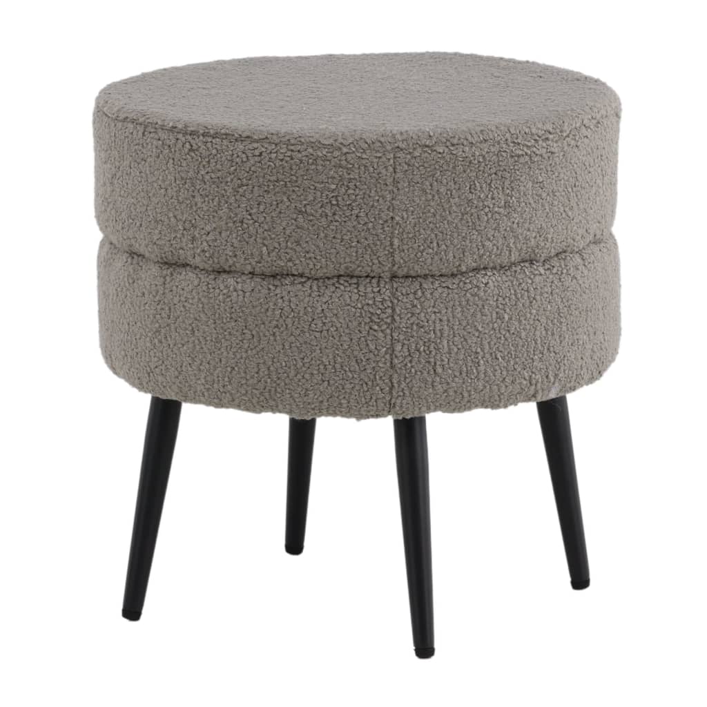 Venture Home Poef Pot 40x40x40 cm teddystof zwart en grijs