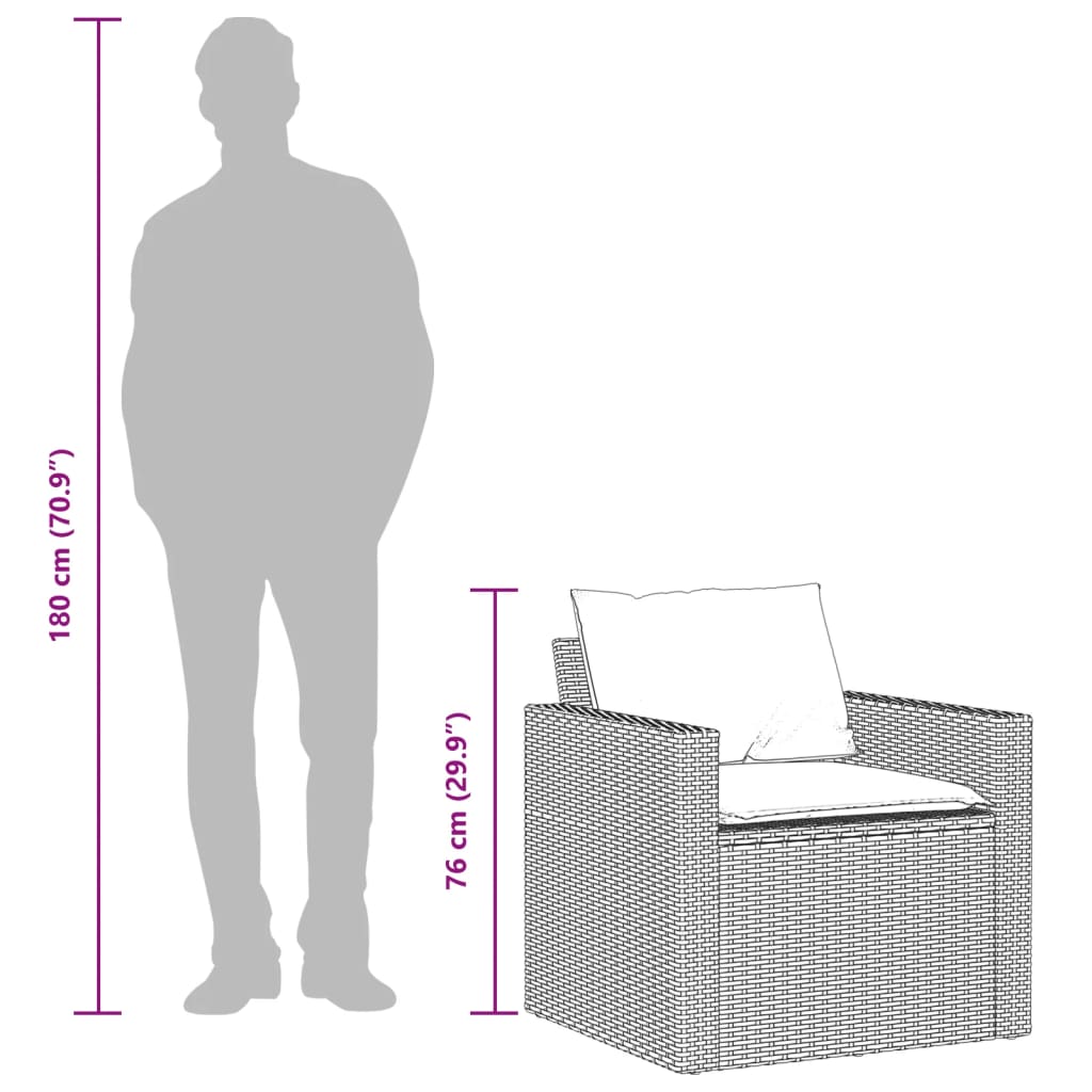 vidaXL 4-delige Loungeset met kussens poly rattan zwart