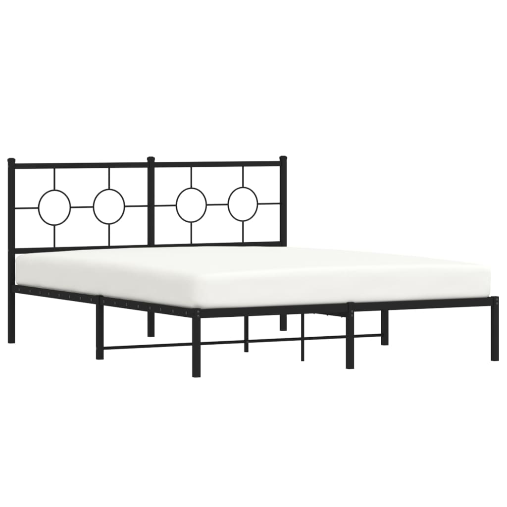 vidaXL Bedframe met hoofdbord metaal zwart 160x200 cm