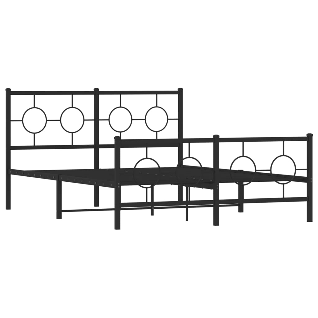 vidaXL Bedframe met hoofd- en voeteneinde metaal zwart 140x200 cm