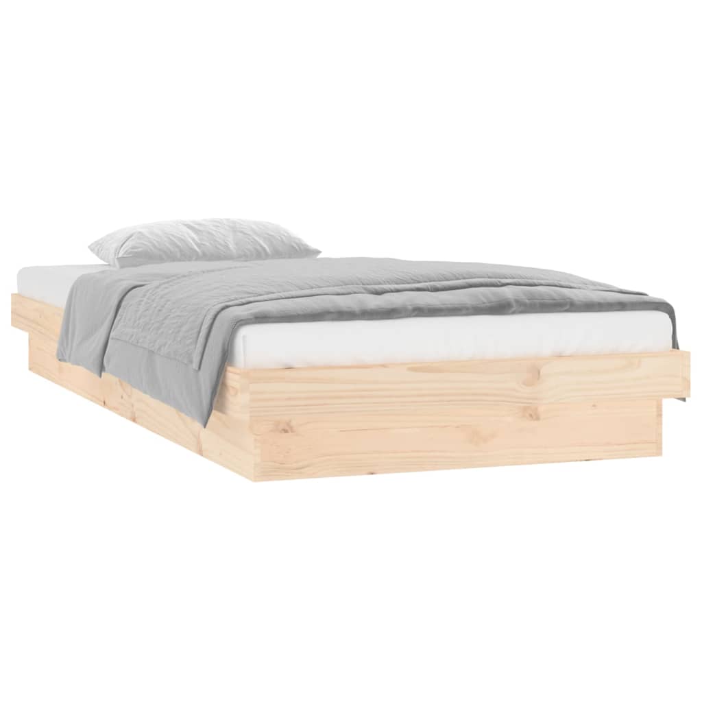 vidaXL Bedframe LED massief hout 75x190 cm