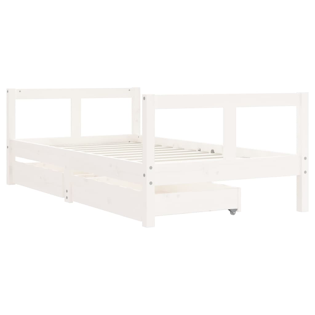 vidaXL Kinderbedframe met lades 80x160 cm massief grenenhout wit