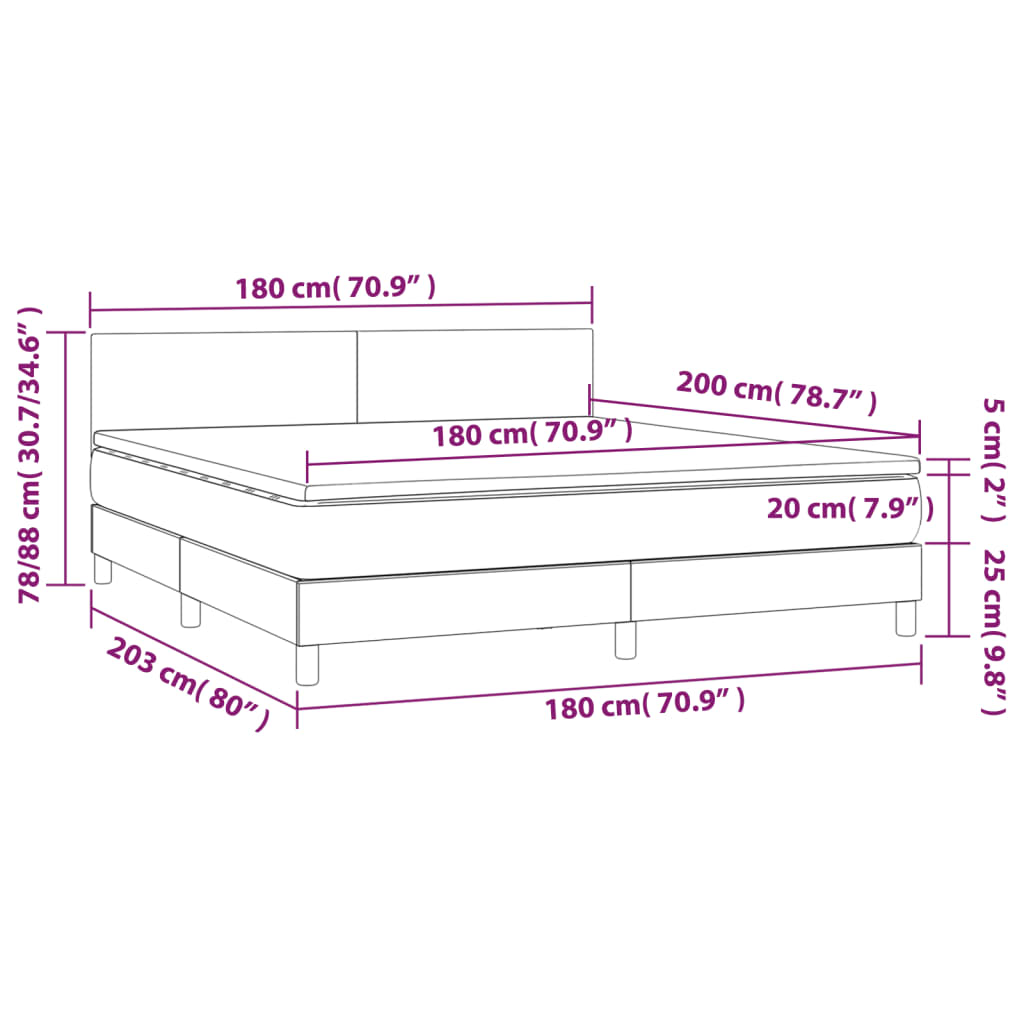 vidaXL Boxspring met matras en LED kunstleer wit 180x200 cm