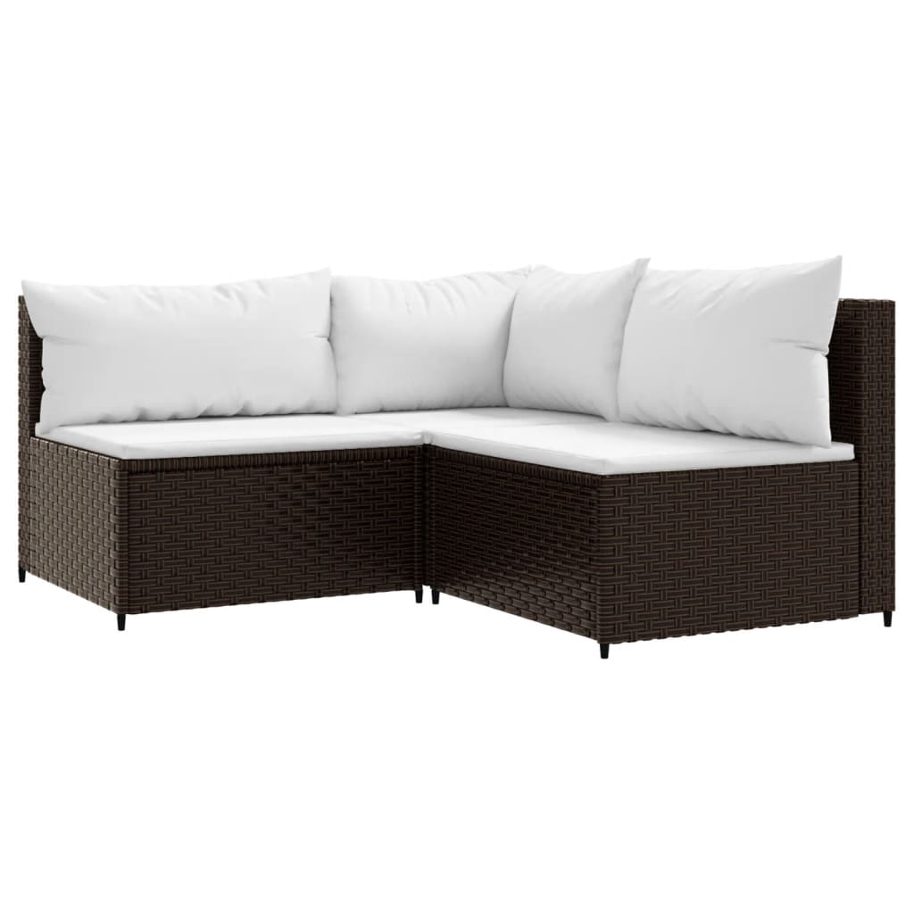 vidaXL 4-delige Loungeset met kussens poly rattan bruin