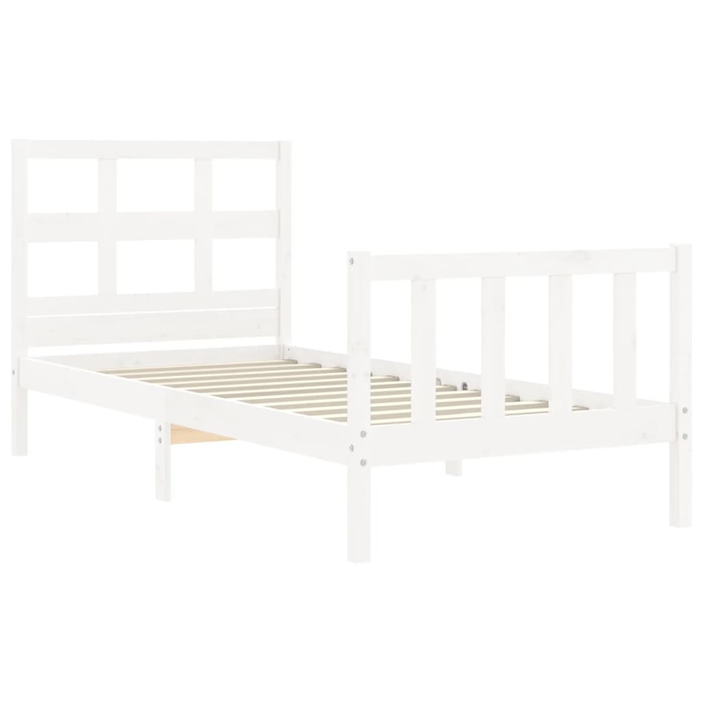 vidaXL Bedframe met hoofdbord massief hout wit