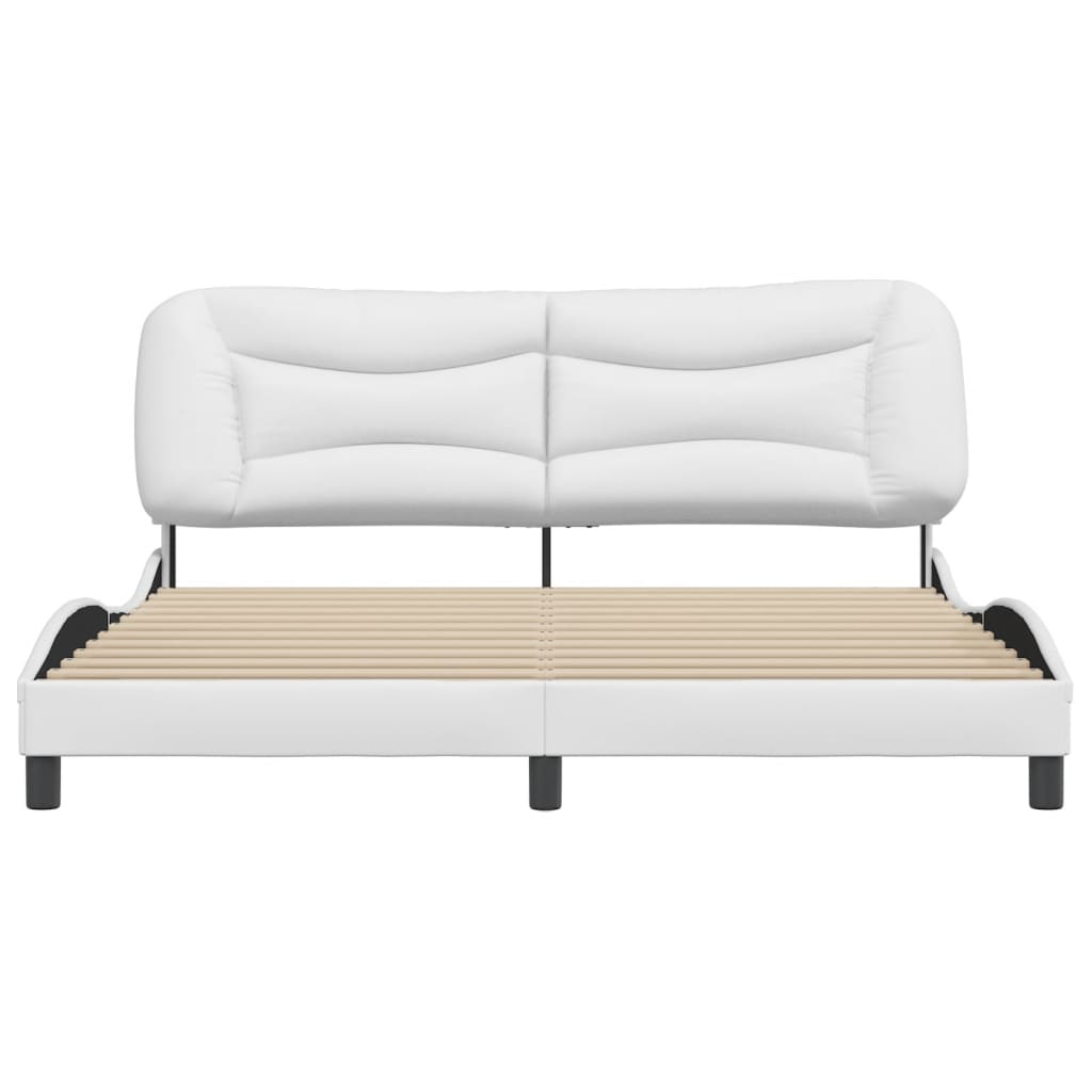 vidaXL Bedframe met hoofdbord kunstleer wit 180x200 cm