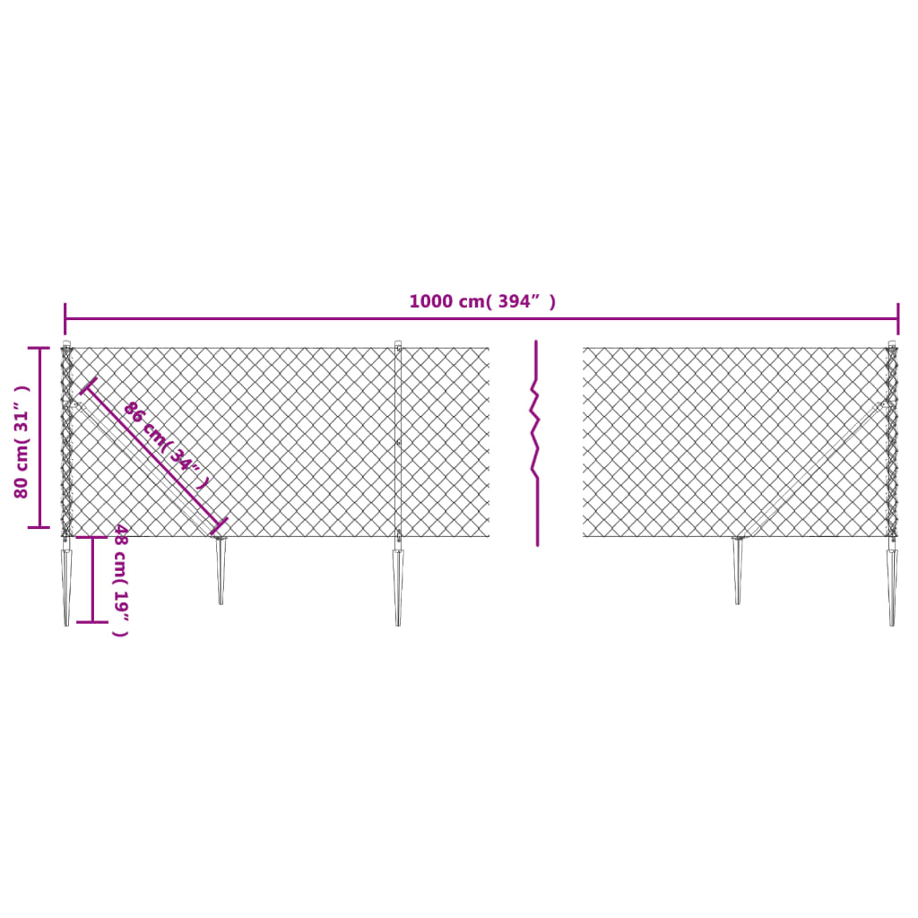 vidaXL Gaashek met grondankers 0,8x10 m groen