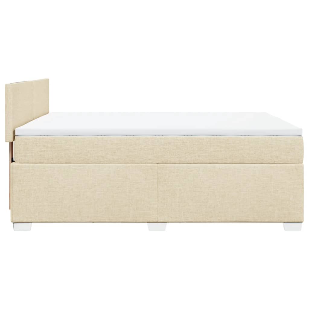 vidaXL Boxspring met matras stof crèmekleurig 160x200 cm